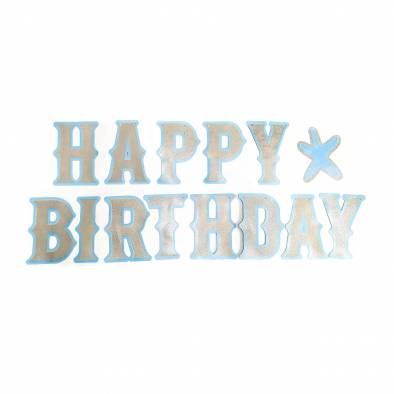 Glitter Happy Birthday Paper Banner (Baby Blue)