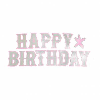 Glitter Happy Birthday Paper Banner (Pink)