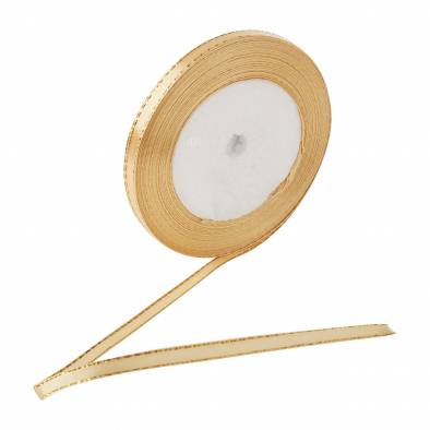 0.25 Inch Gold Lining Satin Ribbon (Cream)