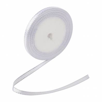 0.25 Inch Gold Lining Satin Ribbon (White)