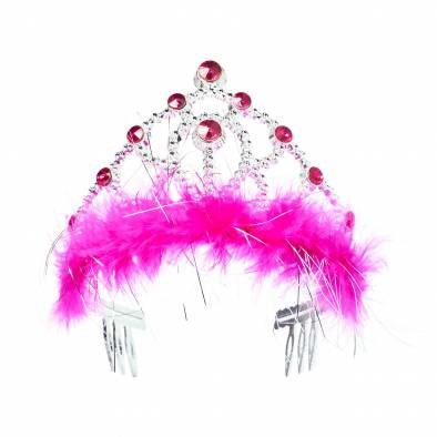 10 Jewels Feather Tiara (Hot Pink)