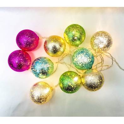 10 LED Battery Multi Shiny Ball Lights (Warm White)