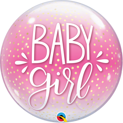 22inch Baby Girl Confetti Dots Q10035 Deco Bubble Balloon