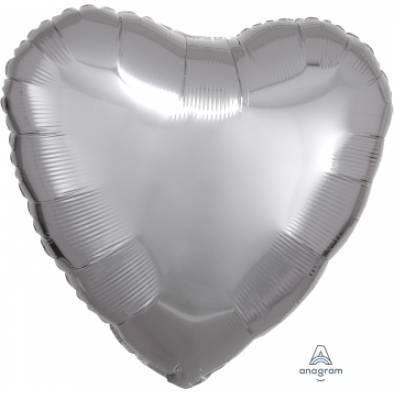 S15 Metallic Silver Heart A10576 Foil Balloon