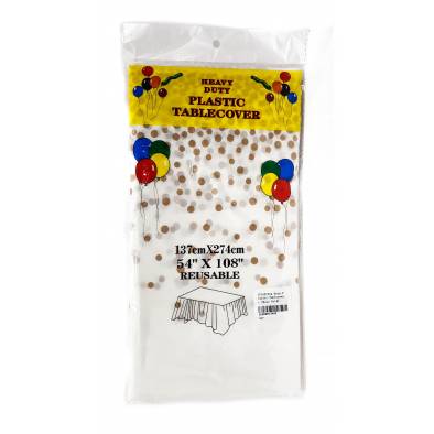 137x274cm Dots Plastic Tablecover (Rose Gold)