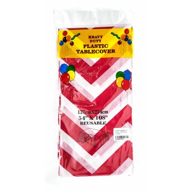 137x274cm Wave Plastic Tablecover (Red)