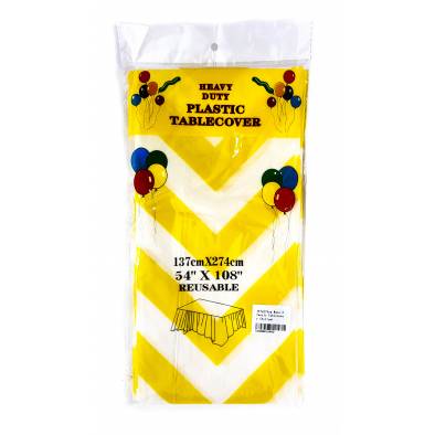 137x274cm Wave Plastic Tablecover (Yellow)