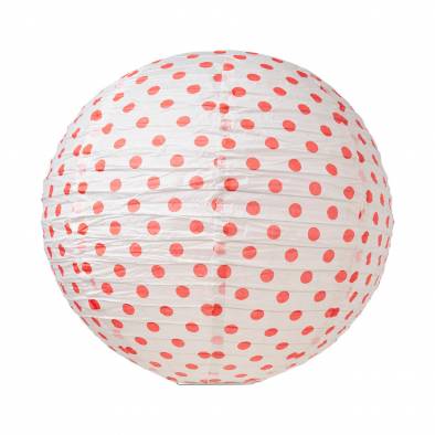 14" Round Color Dots Paper Lantern (Red)