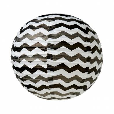 12" Round Wave Paper Lantern (Black)