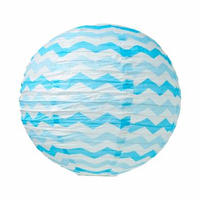 12" Round Wave Paper Lantern (Blue)