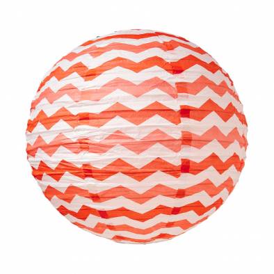 12" Round Wave Paper Lantern (Red)