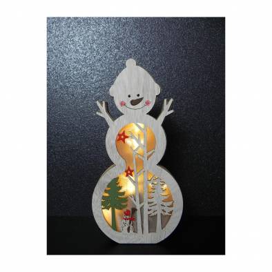 15x30cm LED Wooden Snowman Decoration