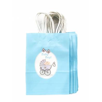 15x21x8cm Baby Boy Kraft Paper Bag (12pcs)