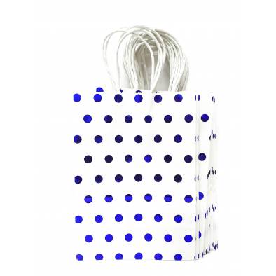 15x21x8cm Hotstamp Polka Dot Kraft Paper Bag (Blue) (12pcs)