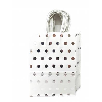 15x21x8cm Hotstamp Polka Dot Kraft Paper Bag (Silver) (12pcs)