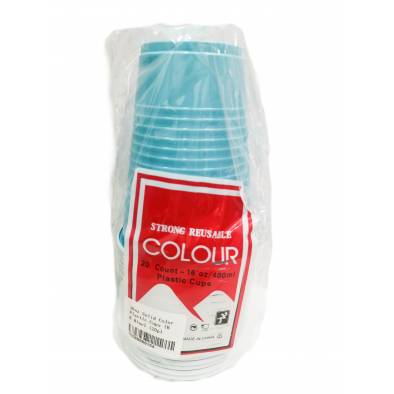 16oz Solid Colour Plastic Cups (Baby Blue)