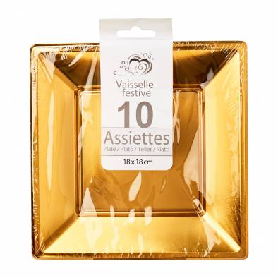 Square Plastic Plates (Gold)