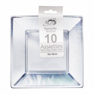 Square Plastic Plates (Silver)