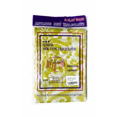180x180cm Floral Plastic Tablecover (Gold)