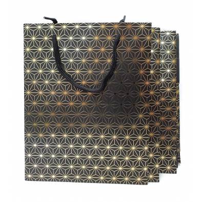 18x23x10cm Hotstamp Diamond Paper Bag (Black) (12pcs)