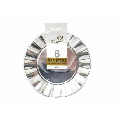 19cm Silver Round Plastic Plates (6pcs)