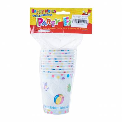 1st Birthday 8oz Paper Cups (Blue) (10pcs)