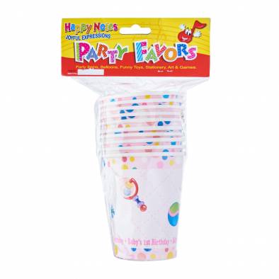 1st Birthday 8oz Paper Cups (Pink) (10pcs)