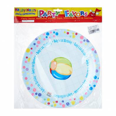 1st Birthday 9" Paper Plates (Blue) (12pcs)