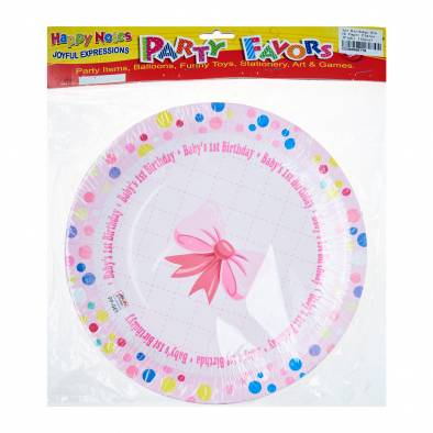 1st Birthday 9" Paper Plates (Pink) (12pcs)