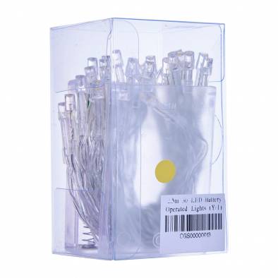 30 LED Battery Operated Fairy Lights (Warm White/Transparent Wire)