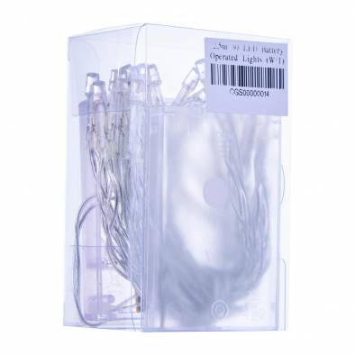 30 LED Battery Operated Fairy Lights (White/Transparent Wire)
