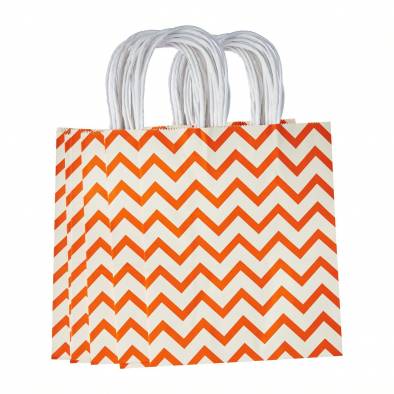 21x27x11cm Wave Kraft Paper Bag (Orange)