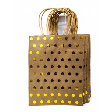 21x27x11cm Hotstamp Polka Dot Kraft Paper Bag (Gold) (12pcs)