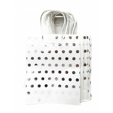 21x27x11cm Hotstamp Polka Dot Kraft Paper Bag (Silver) (12pcs)