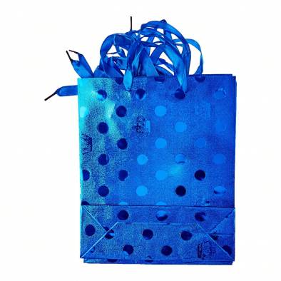 18x21.5cm Shiny Design Paper Bag (Blue) (12pcs)