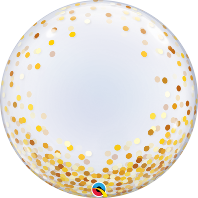 24inch Gold Confetti Q89727 Deco Bubble Balloon