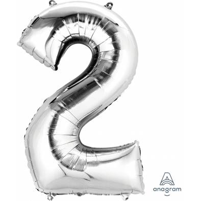 Metallic Foil Number 2 Balloon A27982 (Silver)