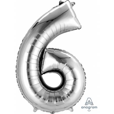 Metallic Foil Number 6 Balloon A27986 (Silver)