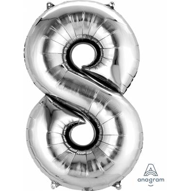 Metallic Foil Number 8 Balloon A27988 (Silver)