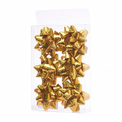 2" Shiny Laser Ribbon Flower (Gold) (6pcs)
