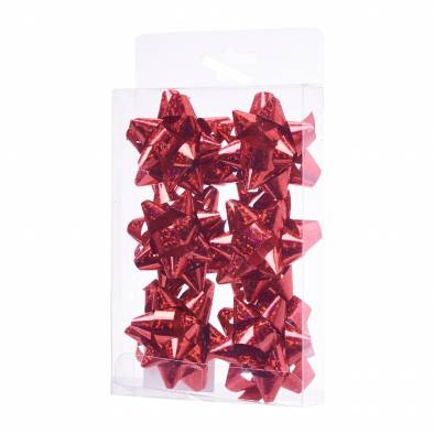2" Shiny Laser Ribbon Flower (Red) (6pcs)