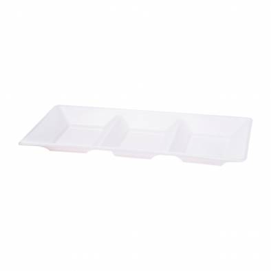 Compartment Rectangle Plastic Plates (White)