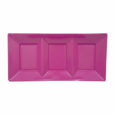 Compartment Rectangle Plastic Plates (Hot Pink)