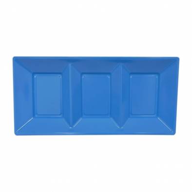 Compartment Rectangle Plastic Plates (Light Blue)