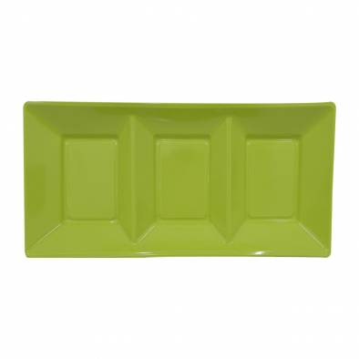Compartment Rectangle Plastic Plates (Lime Green)