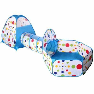 3 in 1 Ball Pit Pool with Tunnel and Play Tent (Blue)