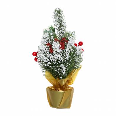 30cm Christmas Mistletoe Snow Tree (Berry)