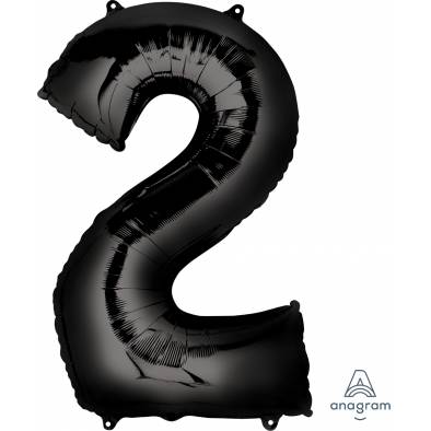 Metallic Foil Number 2 Balloon A30141 (Black)