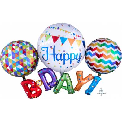 P80 Birthday Multi A31227 Foil Balloon