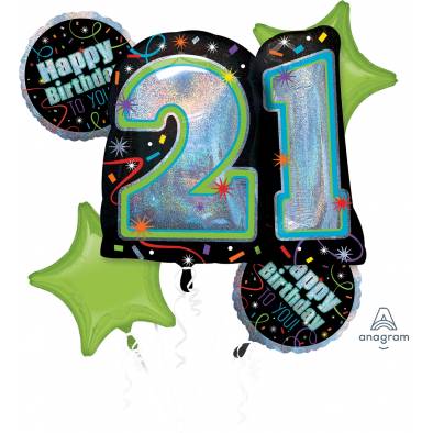P75 21st Birthday A32117 Bouquet Foil Balloon
